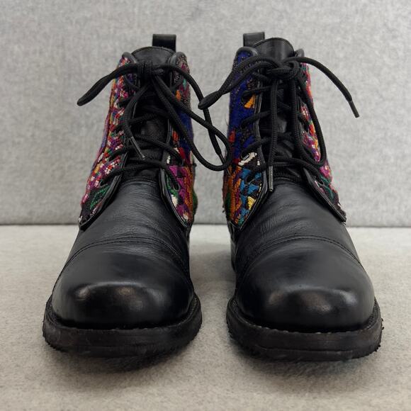 Teysha  Guatemalan Leather Embroidered Ankle Boot - Black - Women size 6.5 - Picture 4 of 12